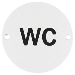 Touchpoint WC Toilet Door Sign - 75mm Diameter - Satin Anodised Aluminium