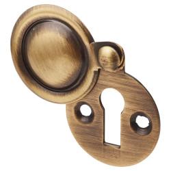 Hampstead Victorian Covered Escutcheon - 32mm Diameter - Keyhole - Antique Brass