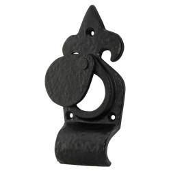 Olde Forge Antique Black Iron Rim Cylinder Latch Cover Escutcheon - 144 x 63mm