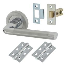 Altro Polished/Satin Chrome Latch Door Handles on Rose Pack - Belmonte Range
