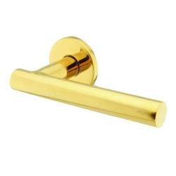 Hampstead PVD Brass Door Handles on Round Rose - Range