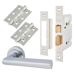 Touchpoint Polished Chrome Bathroom Lock Door Handles on Rose Pack - Emily Range