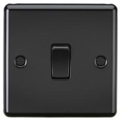 Knightsbridge 10AX 1 Gang 2 Way Round Edge Light Switch - Matt Black