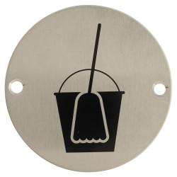 Altro Mop & Bucket Door Sign - 75mm Diameter - Satin Stainless Steel