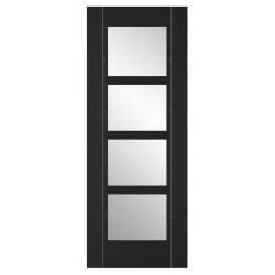 LPD Vancouver 4 Light Clear Glazed Pre-Finished Solid Internal FD30 Fire Door - 2040 x 826mm - Black
