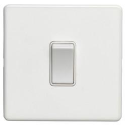 Eurolite Concealed 10A 1 Gang 2 Way Screwless Flat Plate Light Switch - Matt White