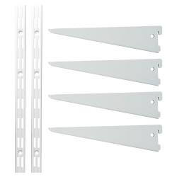 Altro Twin Slot Shelving Kit - 2 x 1500mm Shelf Wall Uprights & 4 x 370mm Shelf Brackets - White