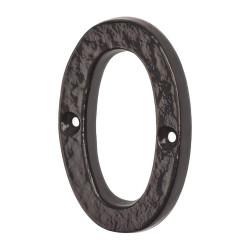 Olde Forge 76mm Screw Fix Door Numeral - 0 - Metalized Antique Black Iron