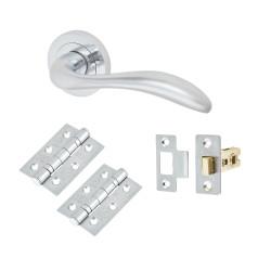 Altro Satin Chrome Latch Door Handles on Rose Pack - Sussex Range