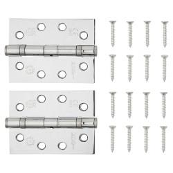 Jedo Twin Ball Bearing Steel Grade 11 Butt Fire Door Hinge - 102 x 76 x 2.7mm - Pol Chrome - Pair