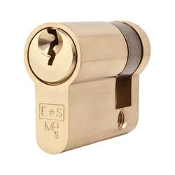 Eurospec 5 Pin 40mm Euro Single Cylinder - 30 + 10mm - Polished Brass - Keyed Alike