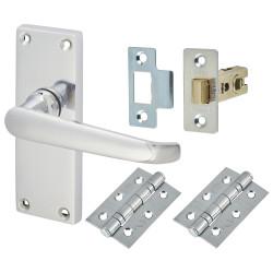 Touchpoint Polished Chrome Victorian Latch Door Handles Pack - Short Plate