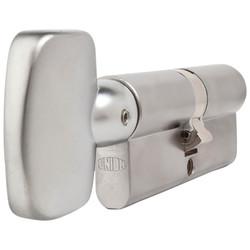 UNION J2X44 Pattern 5 Pin 74mm Euro Large Thumbturn Cylinder - 37mm Turn + 37mm - Satin Chrome