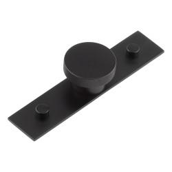 Hoxton by Frelan Wenlock Knurled Round Cabinet Knob on Plain Backplate - 40mm Diameter - Black
