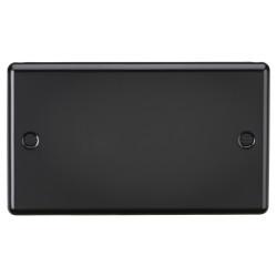 Knightsbridge 2 Gang Round Edge Blank Plate - Matt Black