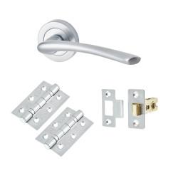 Touchpoint Satin Chrome Latch Door Handles on Rose Pack - Rimini Range