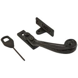 Olde Forge Tudor Locking Wedge Casement Window Fastener - Right Hand - Antique Black Iron