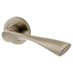 Altro Antique Brass Door Handles on Round Rose - Knightsbridge Range