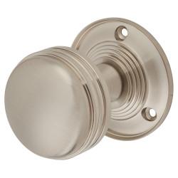 Touchpoint Satin Nickel Ringed Mortice Door Knob - 63mm Rose Diameter