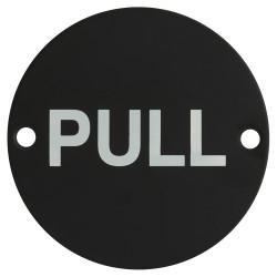 Altro Pull Door Sign - 75mm Diameter - Matt Black