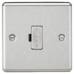 Knightsbridge 13A 1 Gang Round Edge Unswitched Fused Spur - Brushed Chrome