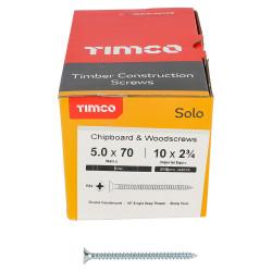 TIMCO Solo Chippy Pozi Countersunk Wood Screws - 5.0 x 70mm - Zinc Plated - Pack of 200