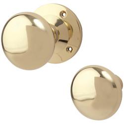 Altro Polished Brass Round Rim Door Knob - 57mm Rose Diameter