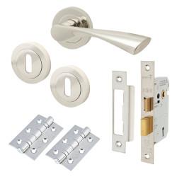 Touchpoint Polished Nickel 3 Lever Sashlock Door Handles on Rose Pack - Ariel Range