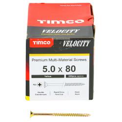 TIMCO Velocity Pozi Countersunk Wood Screws - 5.0 x 80mm - Yellow Zinc - Pack of 200