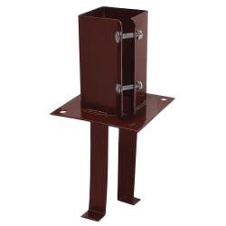 Powapost Fence Post Concrete in Shoe - Twin Bolt - 100 x 100mm - Brown Powder Coated