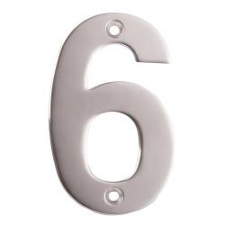 Altro 100mm Screw Fix Door Numeral - 6 - Satin Stainless Steel