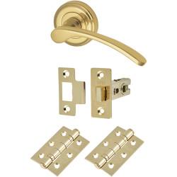 Heritage Brass by M Marcus Polished Brass Latch Door Handles on Rose Pack - Sophia Range