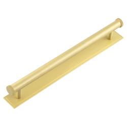 Hoxton by Frelan Wenlock 15mm Knurled T-Bar Cabinet Pull Handle on Stepped Backplate - 224mm c/c - Satin Brass