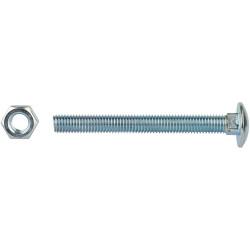 Carriage / Coach Bolt with Nut - M6 x 50mm - Zinc Plated - Pack of 10