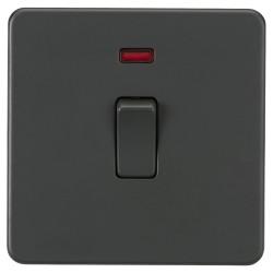 Knightsbridge 20A 1 Gang Double Pole Screwless Flat Plate Appliance Switch with Neon - Anthracite