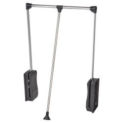 Double Pull Down Wardrobe Rail Lift - 450-600mm - Max Weight 12kg - Black/Chrome
