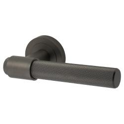 Altro Anthracite Grey Knurled Door Handles on Round Rose - Esme Range