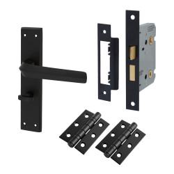 Altro Matt Black Bathroom Lock Door Handles Pack - Norley Range