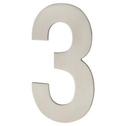 Hampstead 100mm Concealed Screw Fix Door Numeral - 3 - Satin Stainless Steel