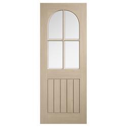 LPD Mexicano Arched 4 Light Clear Bevelled Glazed Pre-Finished Solid Internal Door - 1981 x 762mm - Blonde Oak