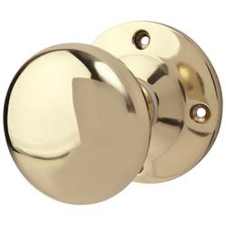 Altro Polished Brass Round Mortice Door Knob - 58mm Rose Diameter