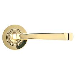 From The Anvil Aged Brass Door Handles on Round Rose - Avon Range