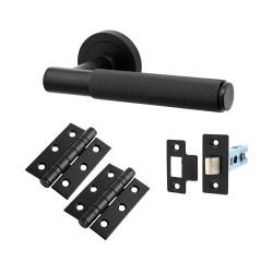Altro Matt Black Knurled Latch Door Handles Pack - Remi Range