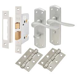 Altro Satin Chrome Bathroom Lock Door Handles Pack - Rome Range