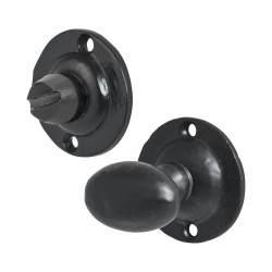 Olde Forge Oval Spline Thumbturn & Release - 40mm Diameter - Antique Black Iron