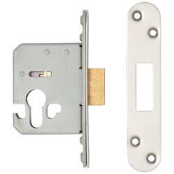 Altro Architectural Euro Profile Deadlock - 65mm Case - 44mm Backset - Radius - Satin Stainless
