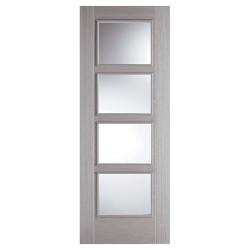 LPD Vancouver 4 Light Clear Glazed Pre-Finished Solid Internal Door - 1981 x 838 x 35mm - Grey
