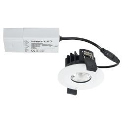 Integral LED Low Profile 6W IP65 Fire Rated LED Dimmable Fixed Downlight - 3000K Warm White - White