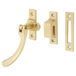 Hampstead Bulb End Mortice & Hook Plate Casement Window Fastener - Reversible - Polished Brass
