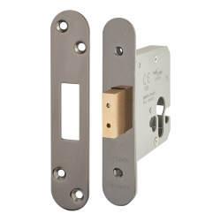Altro Architectural Euro Profile Deadlock - 78mm Case - 57mm Backset - Radius - Black Nickel
